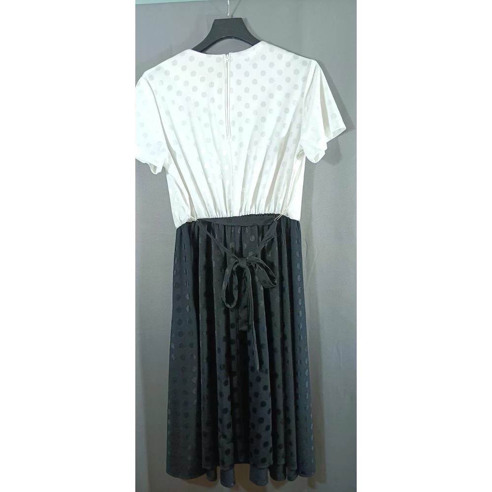 vintage ms lea 2 piece dress black white polka dot size 20 70s classic retro - Picture 3 of 10